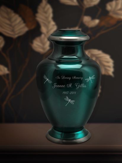 engraved turquoise urn 
